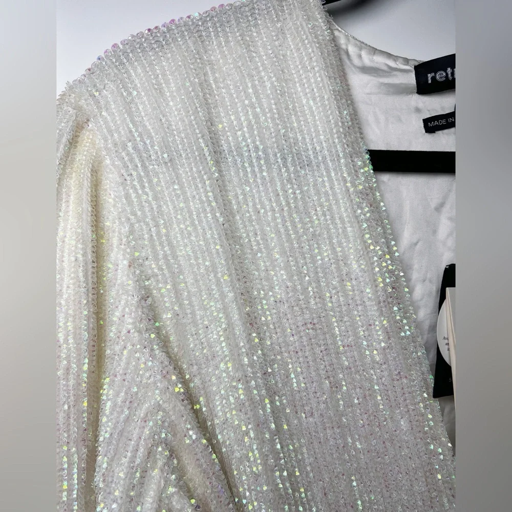 Retrofete Gabrielle Robe Wrap Dress in Iridescent Clear White Womens Medium NWT